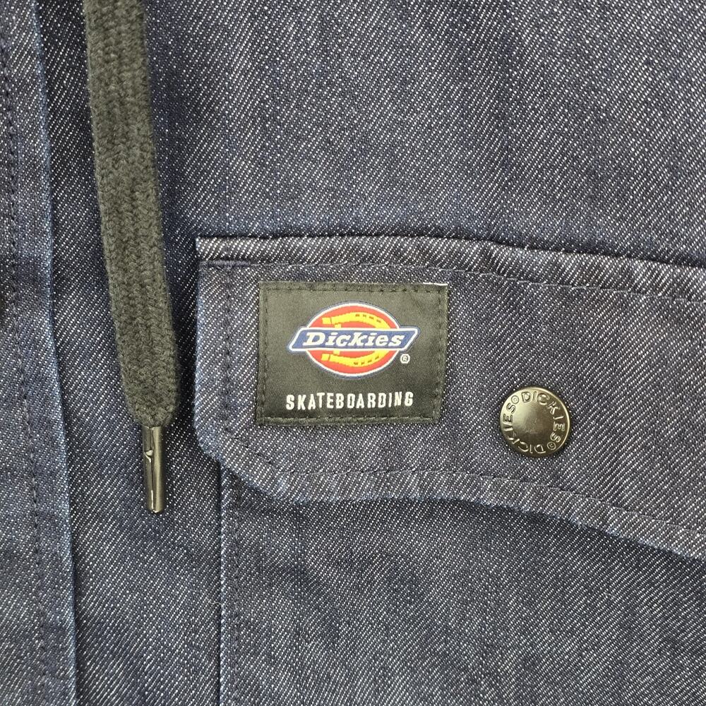 Dickies Skateboarding Denim Jacket Mens Medium Blue Hooded Quilted Lined Y2K - Picture 4 of 11